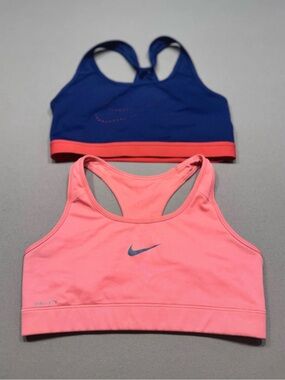 Nike Dual-Pack Dri-FIT Racerback Sports Bras - Coral Pink & Navy